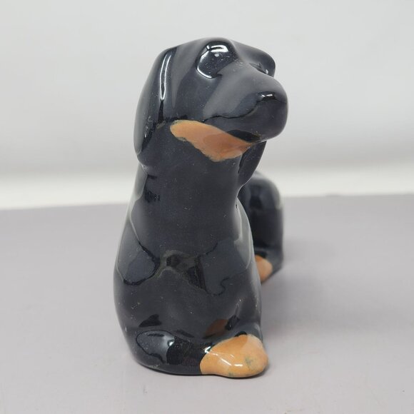 Ceramic Black Dachshund Figurine Dog Statue Home Decor - Picture 4 of 9